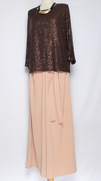 Юбка-брюки "Шёлк с бантом"бежевые до р.52