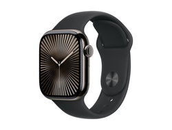 Apple Watch Series 10 42mm Slate Titanium Case with Black Sport Band S/M