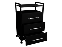 Рабочий столик мастера с 3-мя ящиками на колесах Лофт - Cobra Black
