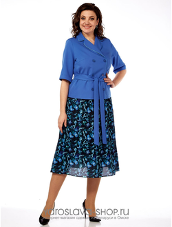 Модель: 2670-2. Комплект с шифоновой юбкой и жакетом в синих оттенках.