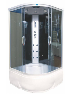 Душевая кабина Водный Мир ВМ-8817, Высокий поддон, задние стекла чёрные, передние стекла тонированные, 120x120x215 см.