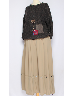 Брюки-юбка  "Широкие с клепками" бежевые до р.54