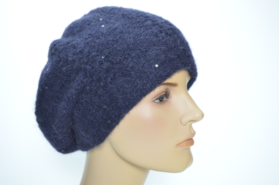 Вязаный берет Италия Визио 1341 синий