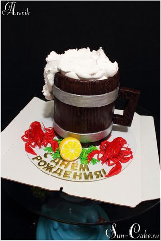 Торт пивная кружка с раками (3,5 кг.)