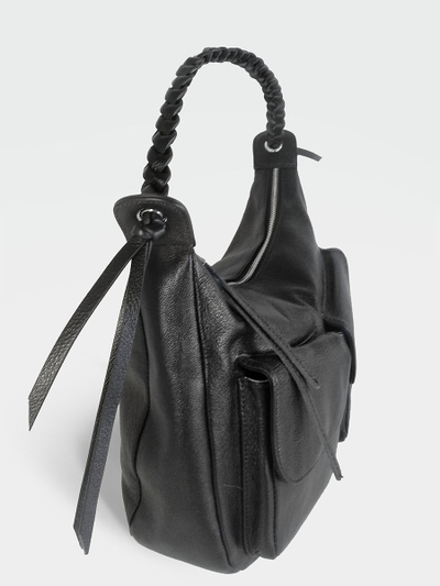 (АРТИКУЛ: 10130/1/5) СУМКА СРЕДНЕГО РАЗМЕРА, НАТУРАЛЬНАЯ КОЖА, ЧЕРНАЯ, С НАКЛАДНЫМИ КАРМАНАМИ, РУЧКА ЧЕРЕЗ ПЛЕЧО