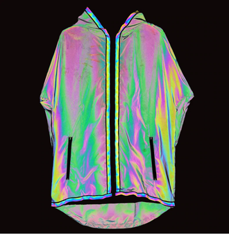 REFLECTIVE JACKET, ОТРАЖАЮЩАЯ, КУРТКА, СВЕТИТСЯ, СВЕТ, ОТРАЖАЕТ, РАДУГА, ДОЖДЕВИК, ОДЕЖДА, КАПЮШОН