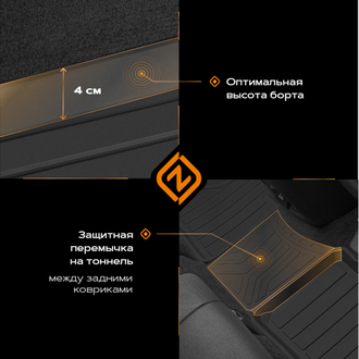 Коврик салонный резиновый (черный) для Chevrolet Aveo (03-12)  (Борт 4см)