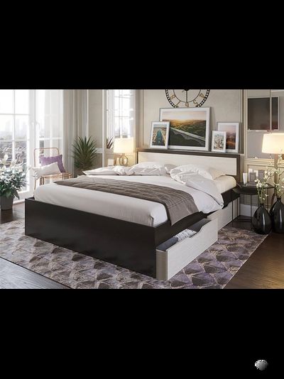 Гармония КР 606 (1200мм) Кровать с ящиками Венге/Белфорт (с настилом)