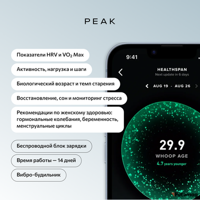 Фитнес браслет Whoop 5.0 Peak Black + Подписка 1 год