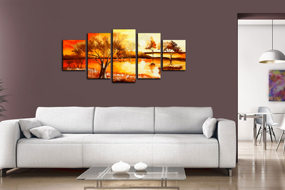 Модульная картина "Деревья у воды"