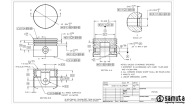 Технический чертеж построен на основе американского стандарта (ASME) серии Y14.