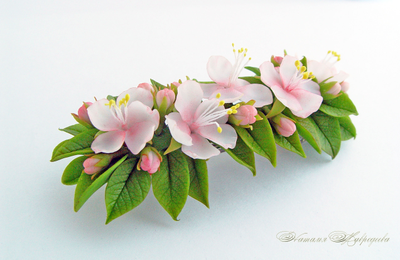 Заколка-автомат " Яблоня"(розовая).