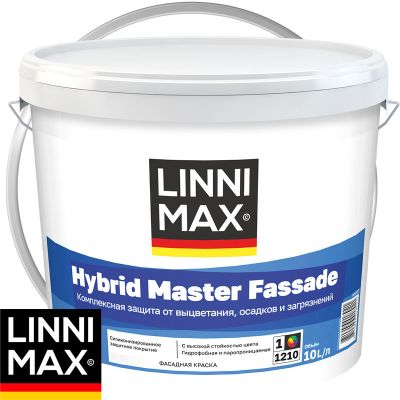 Краска фасадная силикон модифицированная LINNIMAX HYBRID MASTER FASSADE Белая база 1 10 л