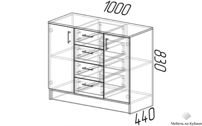 К1000-2Д комод  Ясень шимо темный/Ясень шимо светлый