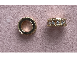 Бусина зол цирконы 9х4мм