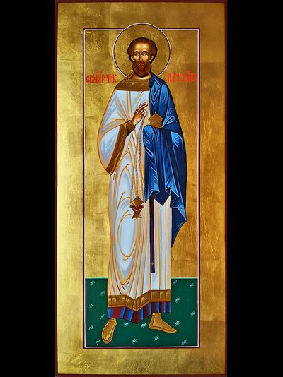 Марк Римский, священномученик, диакон. Рукописная мерная икона.