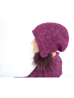 Шапка ушанка фуксия с помпонами Vizio Италия 8022 фото