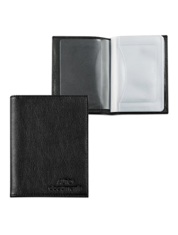 Бумажник водителя BEFLER "Грейд", натуральная кожа, тиснение, 6 пластиковых карманов, черный, BV.1.-9