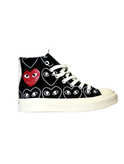 Кеды Converse Play Comme Des Garçons с сердечками черные