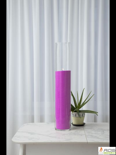 Насыпная свеча "Цилиндр 80 см", розовая "Ярко-розовый", с отдушкой "Ванильная карамель"