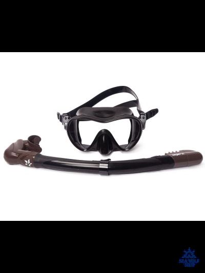Маска для дайвинга с трубкой Sargan "АГИДЕЛЬ" черно-корич. силикон, комплект