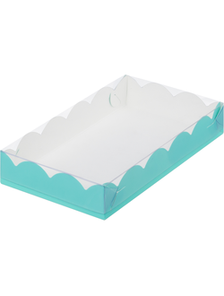 Коробка для печенья/пряников с прозр. кр. (бирюза), 200*120*35мм
