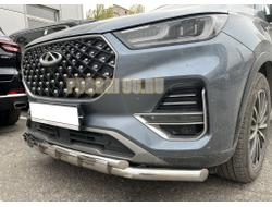 Защита переднего бампера двойная с перемычками d60/42 для Chery Tiggo 8 pro 2021-