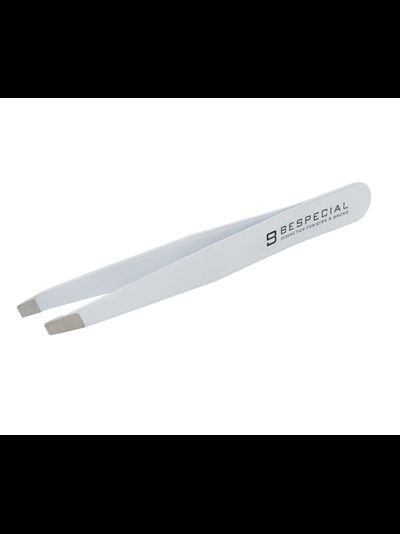 Пинцет BESPECIAL "Скошенный Soft Touch" (Белый)