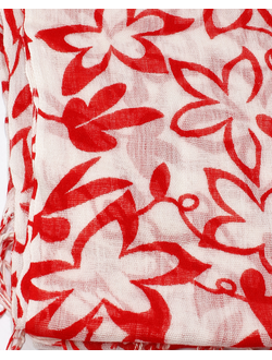 Палантин-шарф "Лён-8"  красные цветы