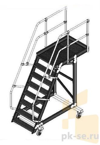 Промышленный передвижной трап с выступающей площадкой