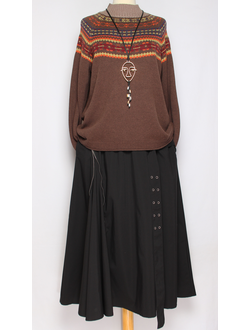 Джемпер ХЛОПОК "Орнамент сверху" шоколад до р.54