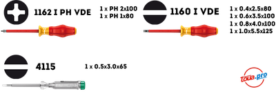 Набор отверток Wera Kraftform Comfort VDE1160 i/7 с индикатором напряжения WE-031575