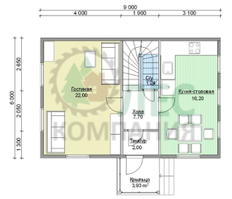 Двухэтажный дом из бруса 6x9