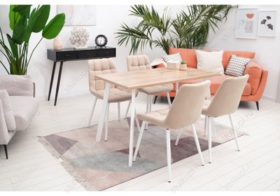 Стол Тринити Лофт 120 25 мм дуб делано светлый / белый матовый