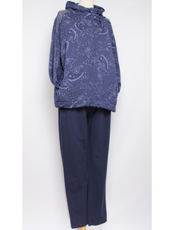 КОСТЮМ ХУДИ И БРЮКИ "Пайетки турецкий огурец" т. синий до 54р.