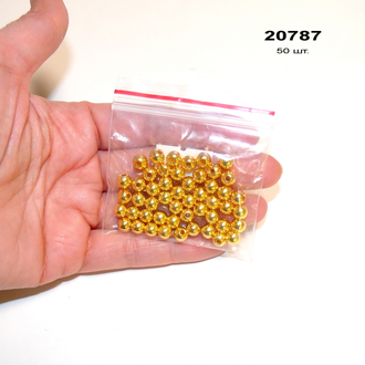 Бусина акрил металлизированная арт.20787: ф 6мм - цвет "золото" - 5,6г - уп.50шт.