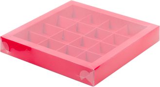 Коробка для 16 конфет с проз. кр. (красная), 200*200*30мм