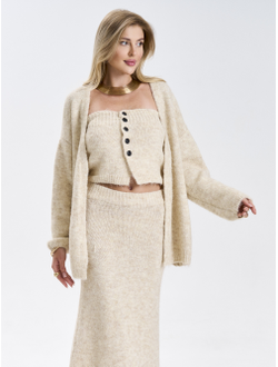 Костюм вязаный трикотажный теплый 3 в 1 юбка топ кардиган