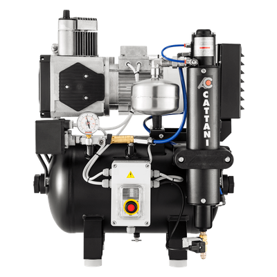 Компрессор стоматологический одноцилиндровый  (с осушителем (без кожуха) 67,5 л/мин, ресивер 30 л) | Cattani (Италия)