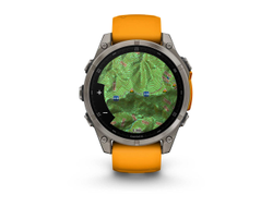 Умные часы Garmin Fenix 8 - 47 мм, AMOLED Sapphire, Titanium, светло-серый, оранжевый силиконовый ремешок (010-02904-11)