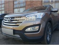 Защита радиатора Hyundai Santa Fe 2012-2015 chrome