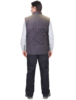 Жилет -ЕВРОПА" удлиненный (на подкладке флис) т.серый (оттенок "Баклажан)