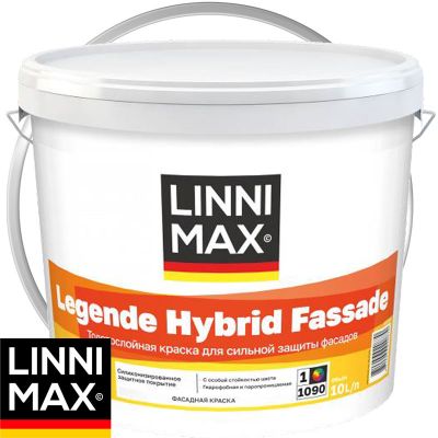 Краска фасадная силикон модифицированная LINNIMAX LEGENDE HYBRID FASSADE Белая база 1 10 л