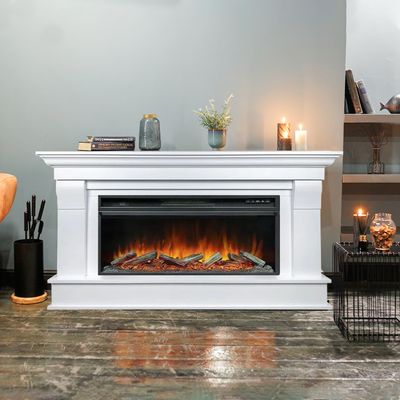 Линейный электрокамин Monaco WT с очагом Vision 42 LOG LED