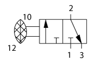 Схема работы 3/2 пневмораспределитель бистабильный с МУ