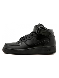 Nike Air Force 1 Mid All Black с мехом