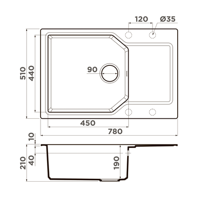 Мойка OMOIKIRI YONAKA 78-LB