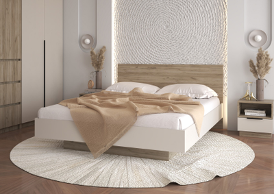 Бохо КР-001 кровать 1,6 м Дуб Крафт Серый/Кашемир (с основанием)