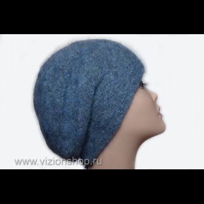 Голубой женский берет из мохера с пчелкой Vizio Италия 36187