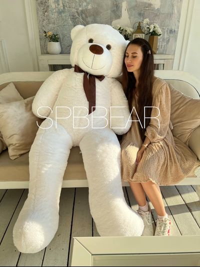 Гигантский плюшевый медведь 210 см белый Леброн
